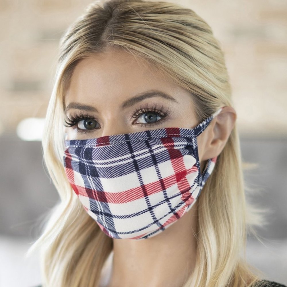 2 for $20! Plaid print face mask